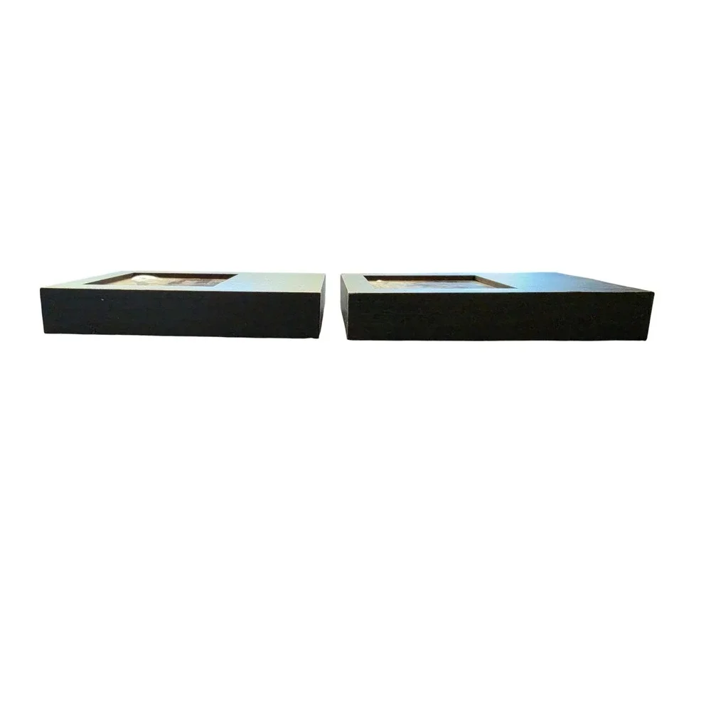 Set of 2 Black Wood 4x4 Box Photo Frames Room Essentials Modern Minimalist